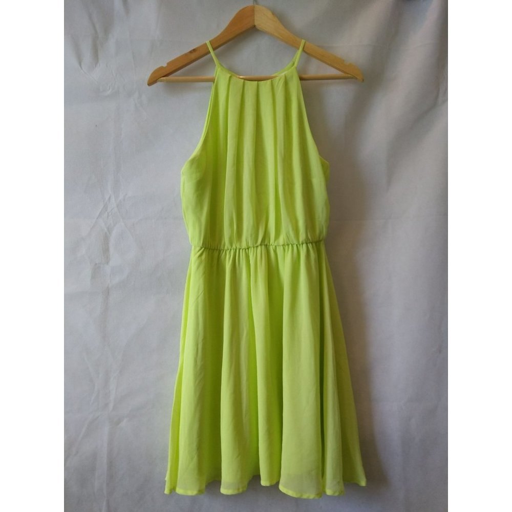 Lush Women's Bright Green Sleeveless High Neck Flowy Sheath Dress Size S